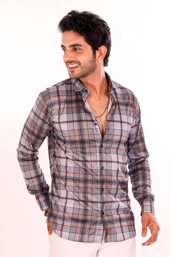 Grey_Premium_Checkered_Cotton_Blend_Casual_Shirt_For_Men