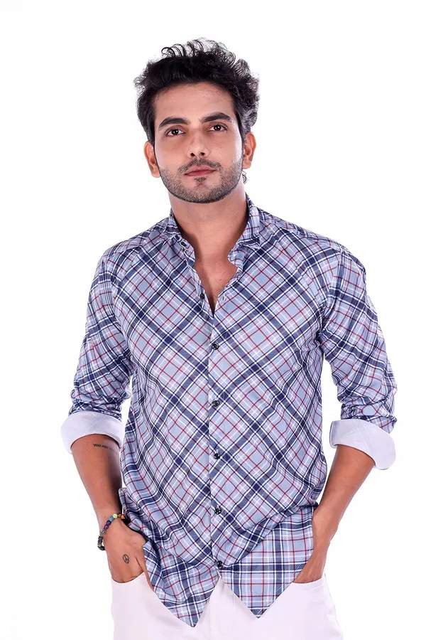 Navy_Premium_Checkered_Cotton_Blend_Casual_Shirt_For_Men