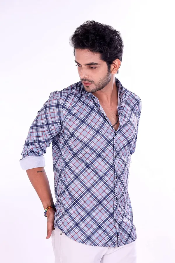 Navy_Premium_Checkered_Cotton_Blend_Casual_Shirt_For_Men