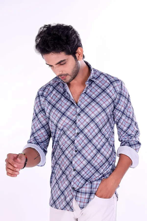Navy_Premium_Checkered_Cotton_Blend_Casual_Shirt_For_Men