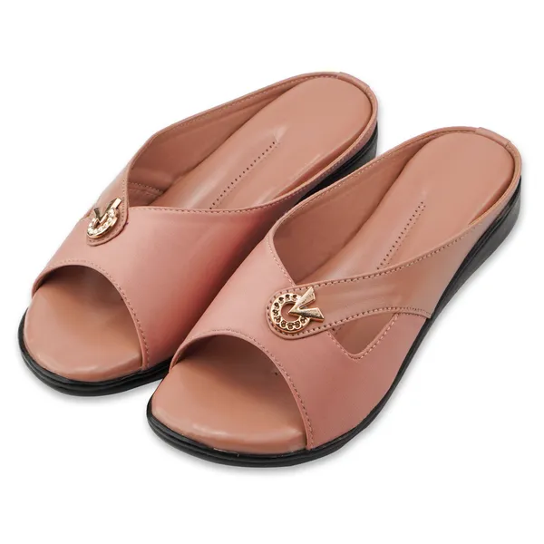 Pink_Synthetic_Leather_Flat_Sandal_For_Women