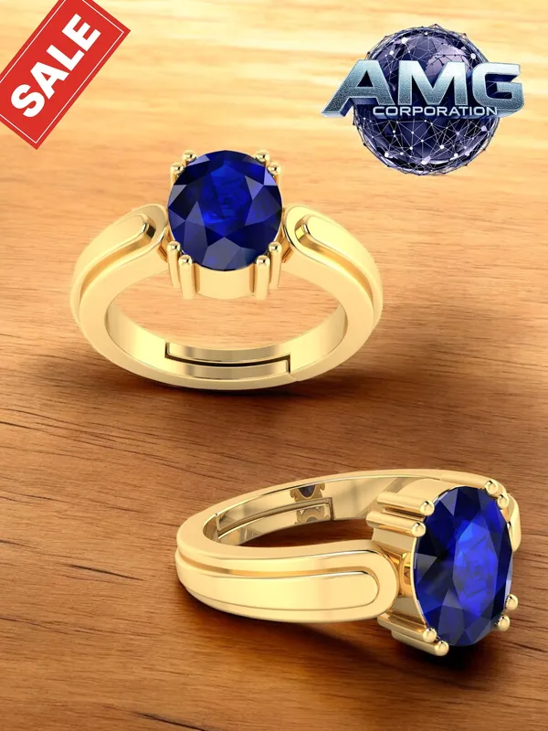 Blue_Sapphire_Neelam_Gemstone_Brass_Metal_Adjustable_Ring_Astrological_Purpose_For_Unisex