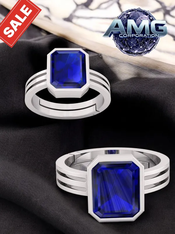 Blue_Sapphire_Neelam_Gemstone_Brass_Metal_Adjustable_Ring_Astrological_Purpose_For_Unisex