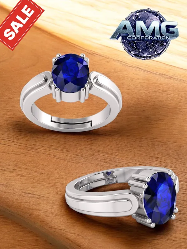 Blue_Sapphire_Neelam_Gemstone_Brass_Metal_Adjustable_Ring_Astrological_Purpose_For_Unisex