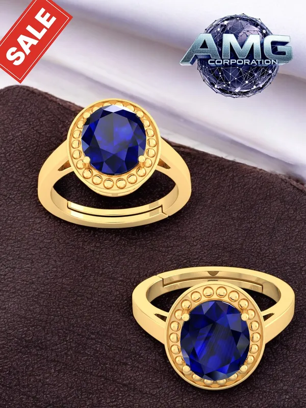 Blue_Sapphire_Neelam_Gemstone_Brass_Metal_Adjustable_Ring_Astrological_Purpose_For_Unisex