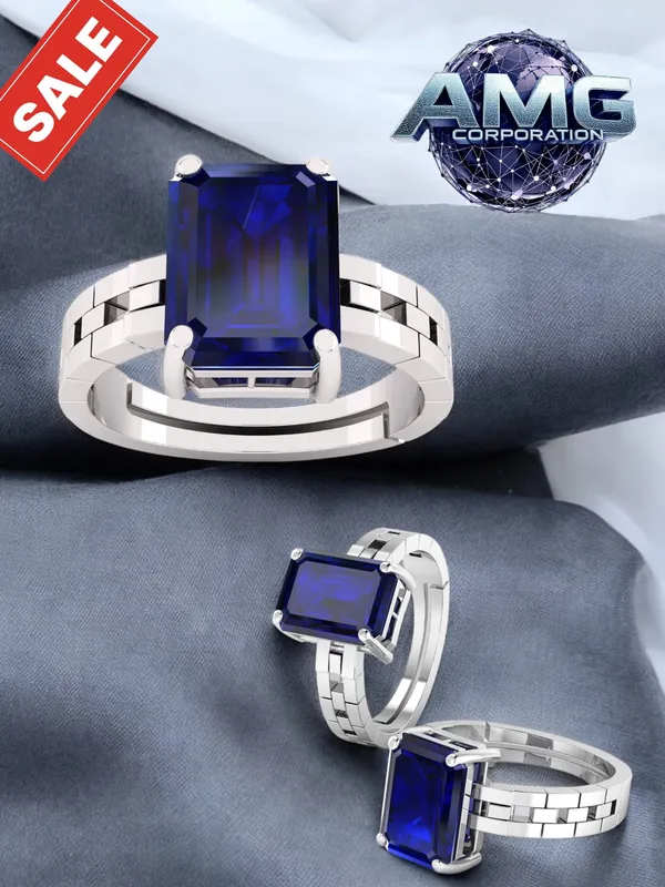 Blue_Sapphire_Neelam_Gemstone_Brass_Metal_Adjustable_Ring_Astrological_Purpose_For_Unisex