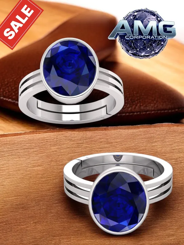Blue_Sapphire_Neelam_Gemstone_Brass_Metal_Adjustable_Ring_Astrological_Purpose_For_Unisex