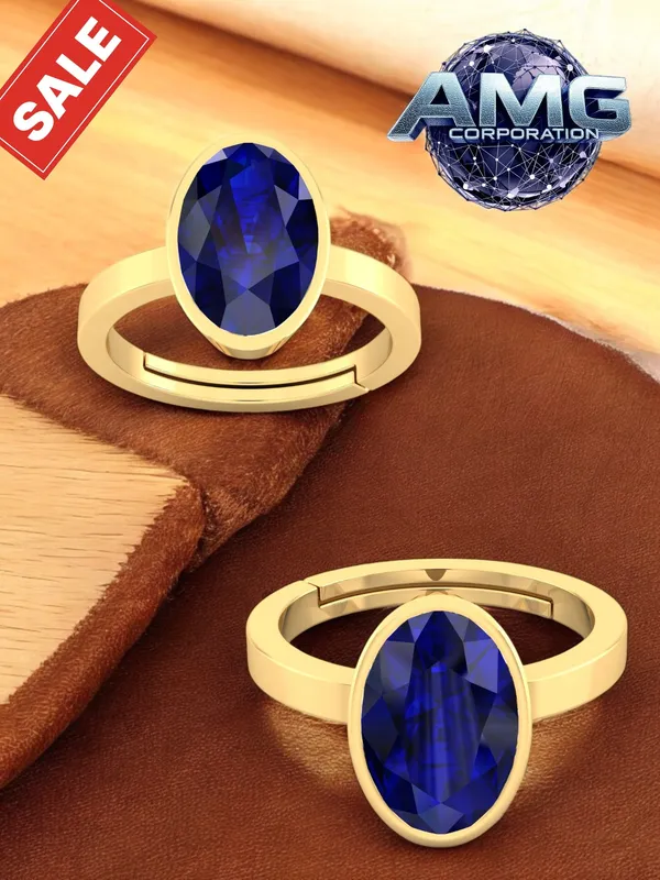 Blue_Sapphire_Neelam_Gemstone_Brass_Metal_Adjustable_Ring_Astrological_Purpose_For_Unisex