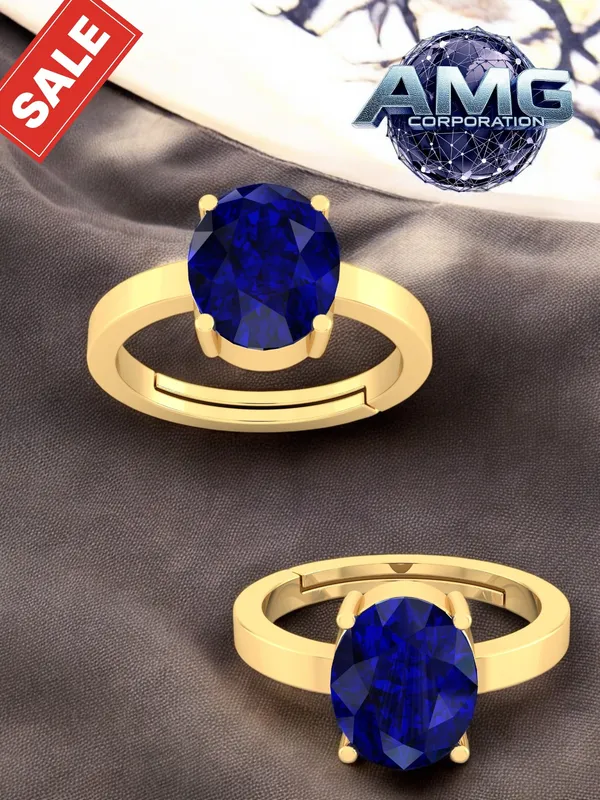 Blue_Sapphire_Neelam_Gemstone_Brass_Metal_Adjustable_Ring_Astrological_Purpose_For_Unisex