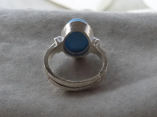 Firoza_Turquoise_Gemstone_Brass_Metal_Silver_Plated_Adjustable_Ring_Astrological_Purpose_For_Unisex