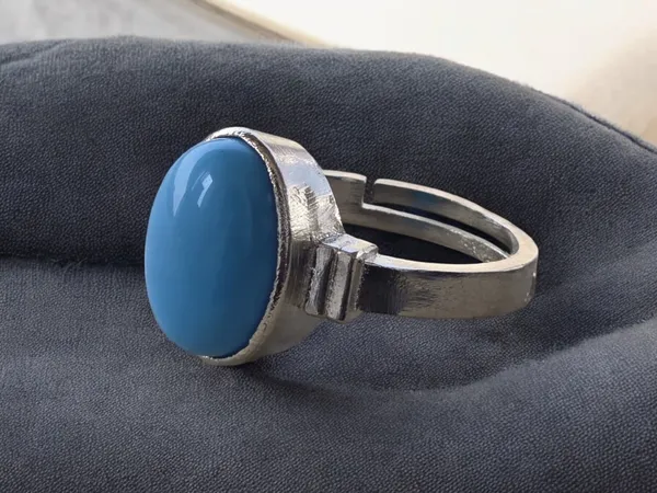 Firoza_Turquoise_Gemstone_Brass_Metal_Silver_Plated_Adjustable_Ring_Astrological_Purpose_For_Unisex