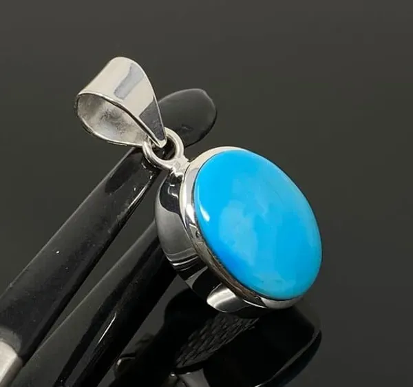 Firoza_Turquoise_Gemstone_Brass_Metal_Silver_Plated_Pendant_Locket_Astrological_Purpose_For_Unisex