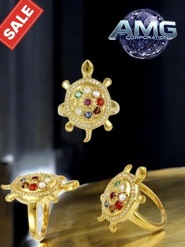 Navratan_9_Gemstone_Color_Full_Kachua_Tortoise_Ring_Astrological_Purpose_Good_Luck,_Good_Health,_Good_Wealth_For_Men_And_Women
