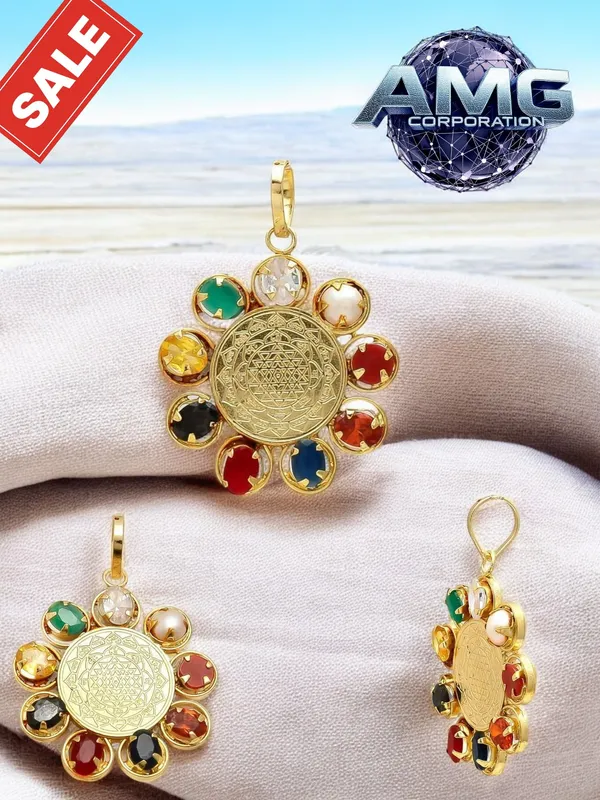 Navratan_9_Gemstone_Shree_Yantra_/_Shree_Laxmi_Yantra_Color_Full_Pendant_Astrological_Purpose_Good_Luck,_Good_Health,_Good_Wealth_For_Men_And_Women