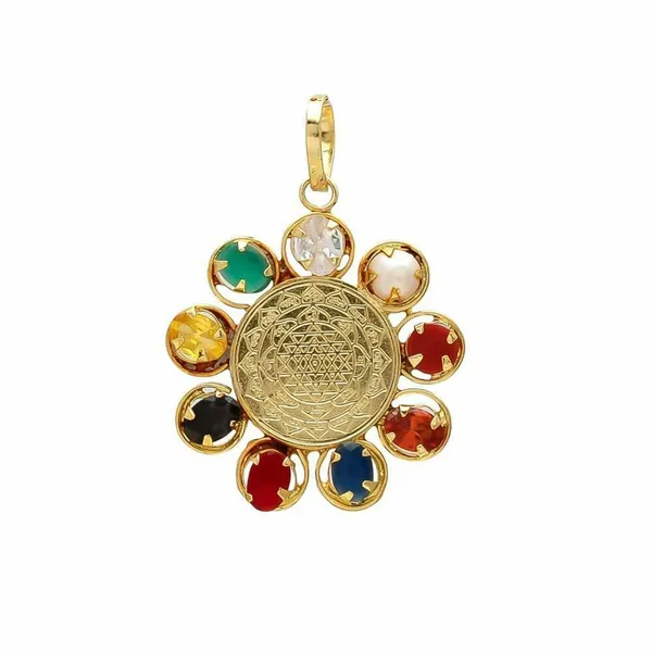 Navratan_9_Gemstone_Shree_Yantra_/_Shree_Laxmi_Yantra_Color_Full_Pendant_Astrological_Purpose_Good_Luck,_Good_Health,_Good_Wealth_For_Men_And_Women