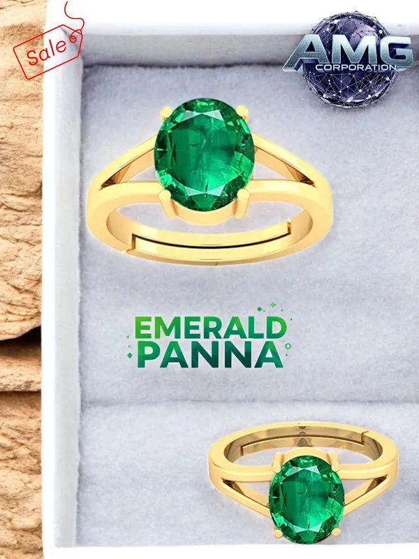 Panna_Emerald_Gemstone_Brass_Metal_Adjustable_Ring_Astrological_Purpose_For_Unisex