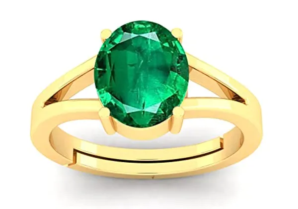 Panna_Emerald_Gemstone_Brass_Metal_Adjustable_Ring_Astrological_Purpose_For_Unisex