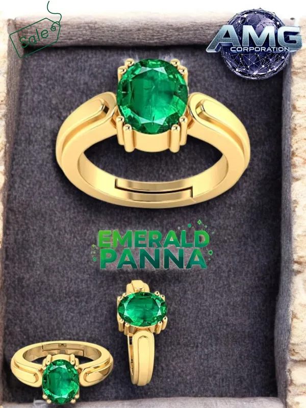Panna_Emerald_Gemstone_Brass_Metal_Adjustable_Ring_Astrological_Purpose_For_Unisex