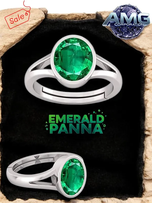 Panna_Emerald_Gemstone_Brass_Metal_Adjustable_Ring_Astrological_Purpose_For_Unisex