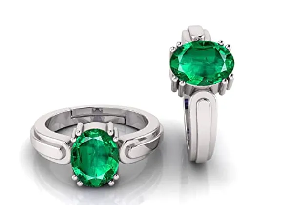 Panna_Emerald_Gemstone_Brass_Metal_Adjustable_Ring_Astrological_Purpose_For_Unisex