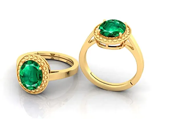 Panna_Emerald_Gemstone_Brass_Metal_Adjustable_Ring_Astrological_Purpose_For_Unisex