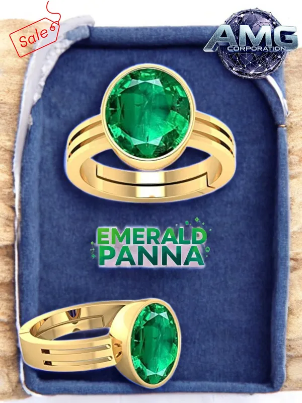 Panna_Emerald_Gemstone_Brass_Metal_Adjustable_Ring_Astrological_Purpose_For_Unisex
