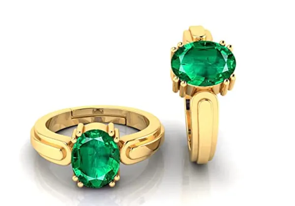 Panna_Emerald_Gemstone_Brass_Metal_Adjustable_Ring_Astrological_Purpose_For_Unisex