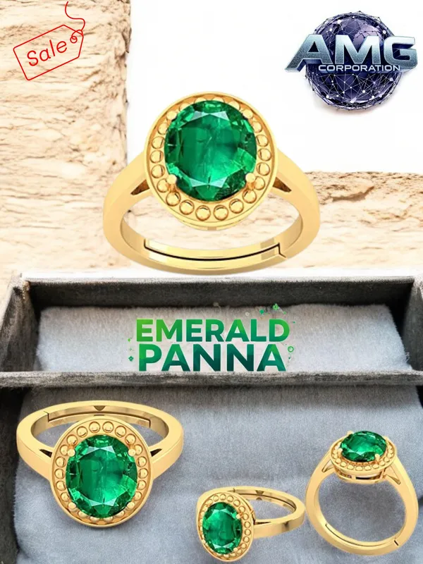 Panna_Emerald_Gemstone_Brass_Metal_Adjustable_Ring_Astrological_Purpose_For_Unisex