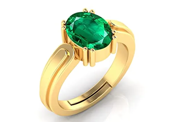 Panna_Emerald_Gemstone_Brass_Metal_Adjustable_Ring_Astrological_Purpose_For_Unisex