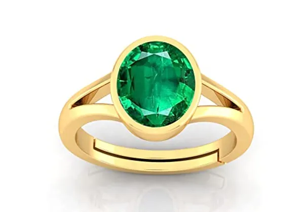 Panna_Emerald_Gemstone_Brass_Metal_Adjustable_Ring_Astrological_Purpose_For_Unisex