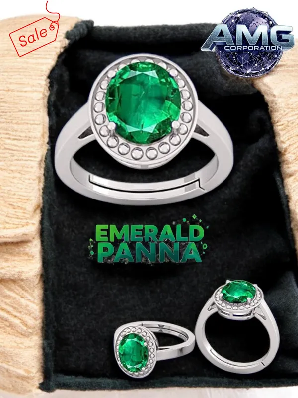Panna_Emerald_Gemstone_Brass_Metal_Adjustable_Ring_Astrological_Purpose_For_Unisex
