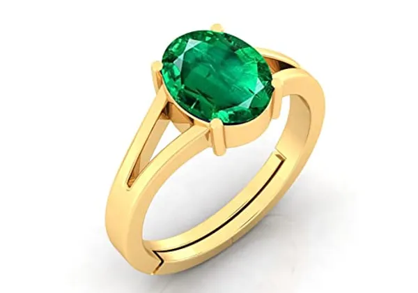 Panna_Emerald_Gemstone_Brass_Metal_Adjustable_Ring_Astrological_Purpose_For_Unisex