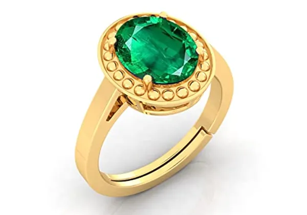 Panna_Emerald_Gemstone_Brass_Metal_Adjustable_Ring_Astrological_Purpose_For_Unisex