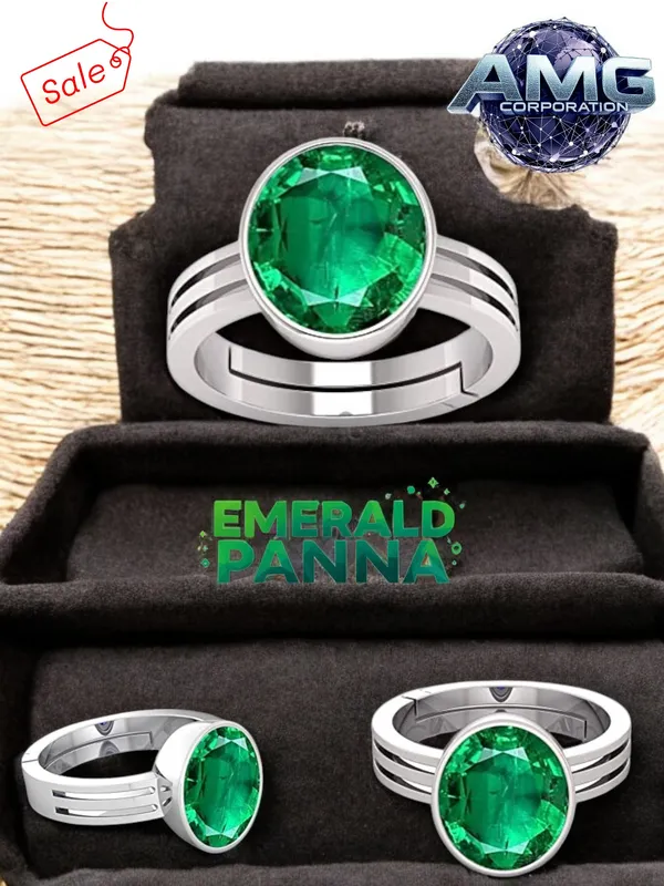 Panna_Emerald_Gemstone_Brass_Metal_Adjustable_Ring_Astrological_Purpose_For_Unisex