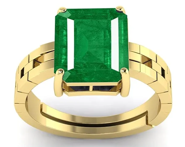 Panna_Emerald_Gemstone_Brass_Metal_Adjustable_Ring_Astrological_Purpose_For_Unisex