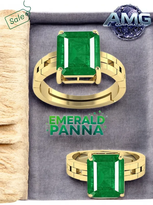 Panna_Emerald_Gemstone_Brass_Metal_Adjustable_Ring_Astrological_Purpose_For_Unisex