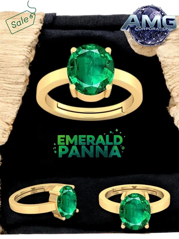 Panna_Emerald_Gemstone_Brass_Metal_Adjustable_Ring_Astrological_Purpose_For_Unisex