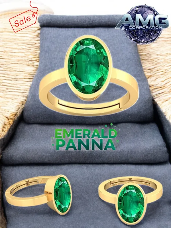 Panna_Emerald_Gemstone_Brass_Metal_Adjustable_Ring_Astrological_Purpose_For_Unisex
