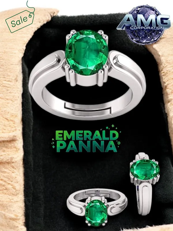 Panna_Emerald_Gemstone_Brass_Metal_Adjustable_Ring_Astrological_Purpose_For_Unisex