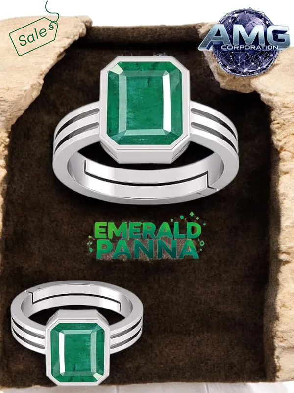 Panna_Emerald_Gemstone_Brass_Metal_Adjustable_Ring_Astrological_Purpose_For_Unisex