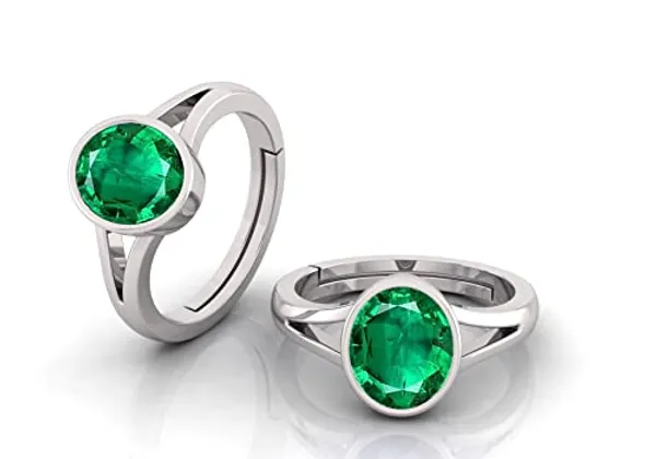 Panna_Emerald_Gemstone_Brass_Metal_Adjustable_Ring_Astrological_Purpose_For_Unisex