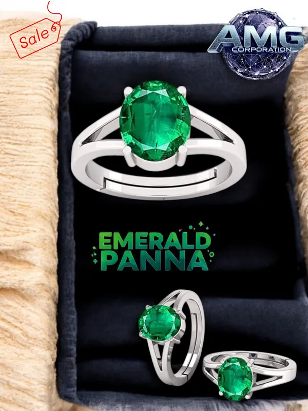 Panna_Emerald_Gemstone_Brass_Metal_Adjustable_Ring_Astrological_Purpose_For_Unisex