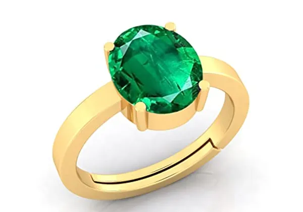 Panna_Emerald_Gemstone_Brass_Metal_Adjustable_Ring_Astrological_Purpose_For_Unisex