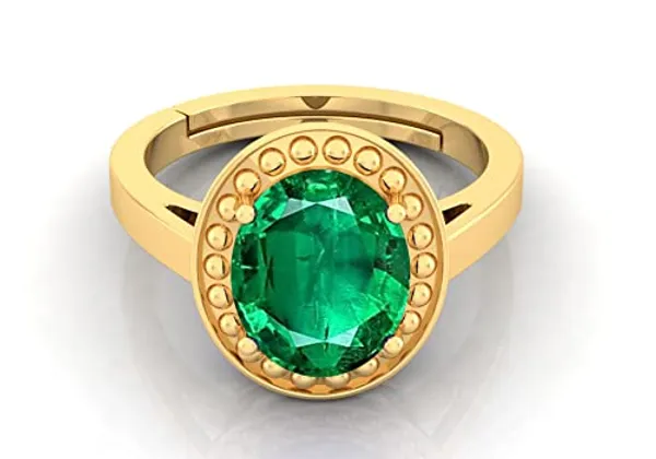 Panna_Emerald_Gemstone_Brass_Metal_Adjustable_Ring_Astrological_Purpose_For_Unisex