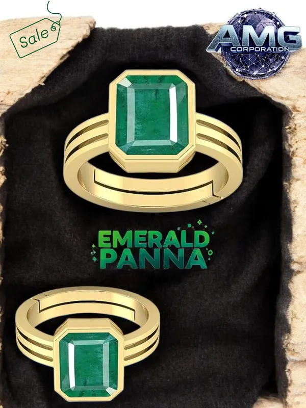 Panna_Emerald_Gemstone_Brass_Metal_Adjustable_Ring_Astrological_Purpose_For_Unisex
