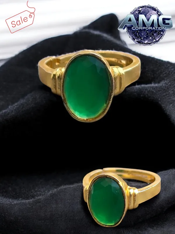 Panna_Emerald_Gemstone_Brass_Metal_Adjustable_Ring_Astrological_Purpose_For_Unisex