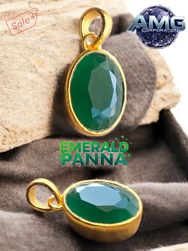 Panna_Emerald_Gemstone_Brass_Metal__Pendant_Astrological_Purpose_For_Unisex
