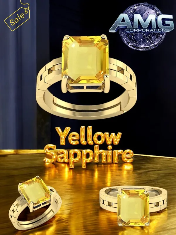 Yellow_Sapphire_Pukhraj_Gemstone_Brass_Metal_Adjustable_Ring_Astrological_Purpose_For_Unisex