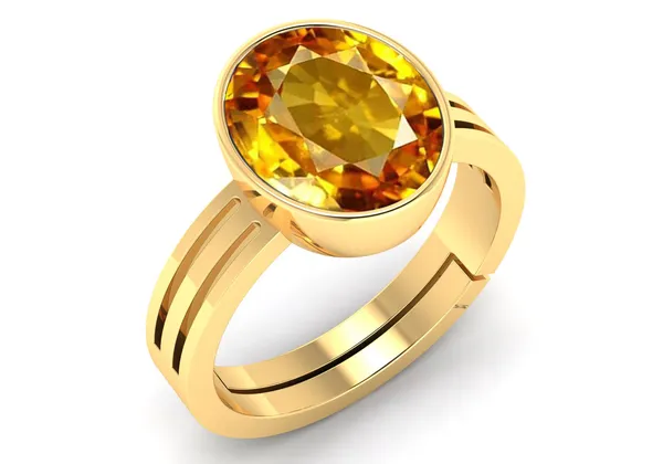 Yellow_Sapphire_Pukhraj_Gemstone_Brass_Metal_Adjustable_Ring_Astrological_Purpose_For_Unisex