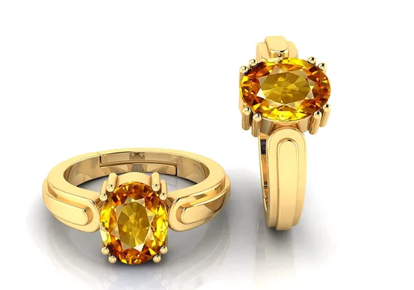 Yellow_Sapphire_Pukhraj_Gemstone_Brass_Metal_Adjustable_Ring_Astrological_Purpose_For_Unisex